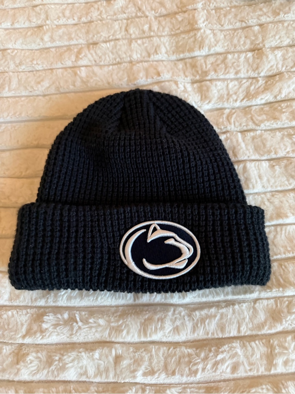 PennState Navy Knit Beanie with White Logo - Winter Hat